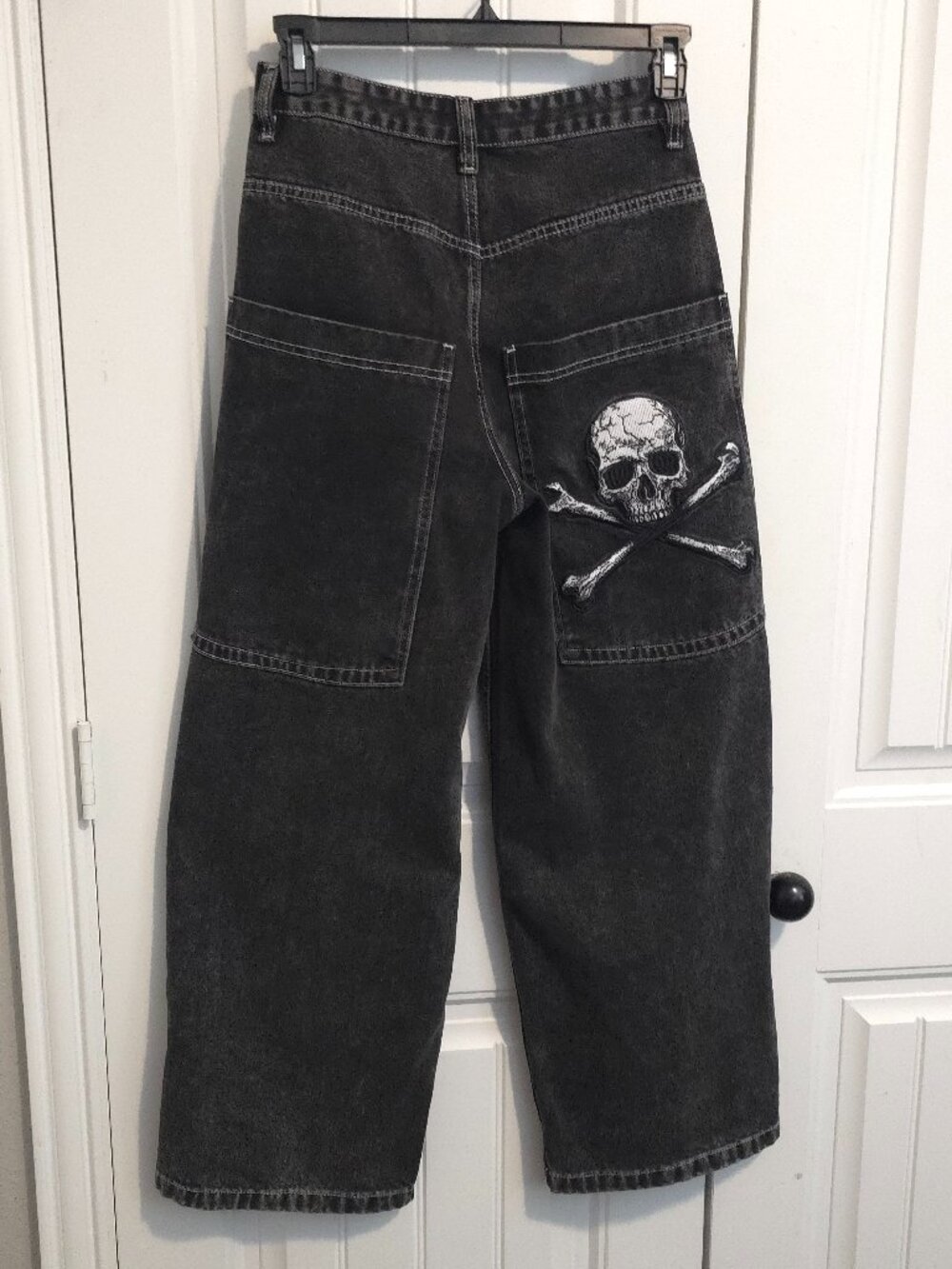 Gloe "Skull Bones" Extra Wide Faded Black Jeans - Size XS